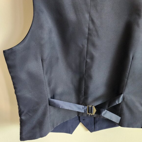 Size 12 Boys Vest Navy Blue Wedding Ringbearer Jos A Bank Kids Polyester Nwt New - Picture 16 of 17